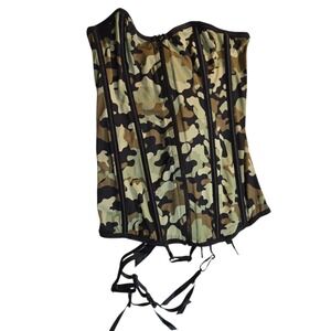 Seven til Midnight Camo Corset Bustier Goth Punk Festival Lingerie Top Lace Up